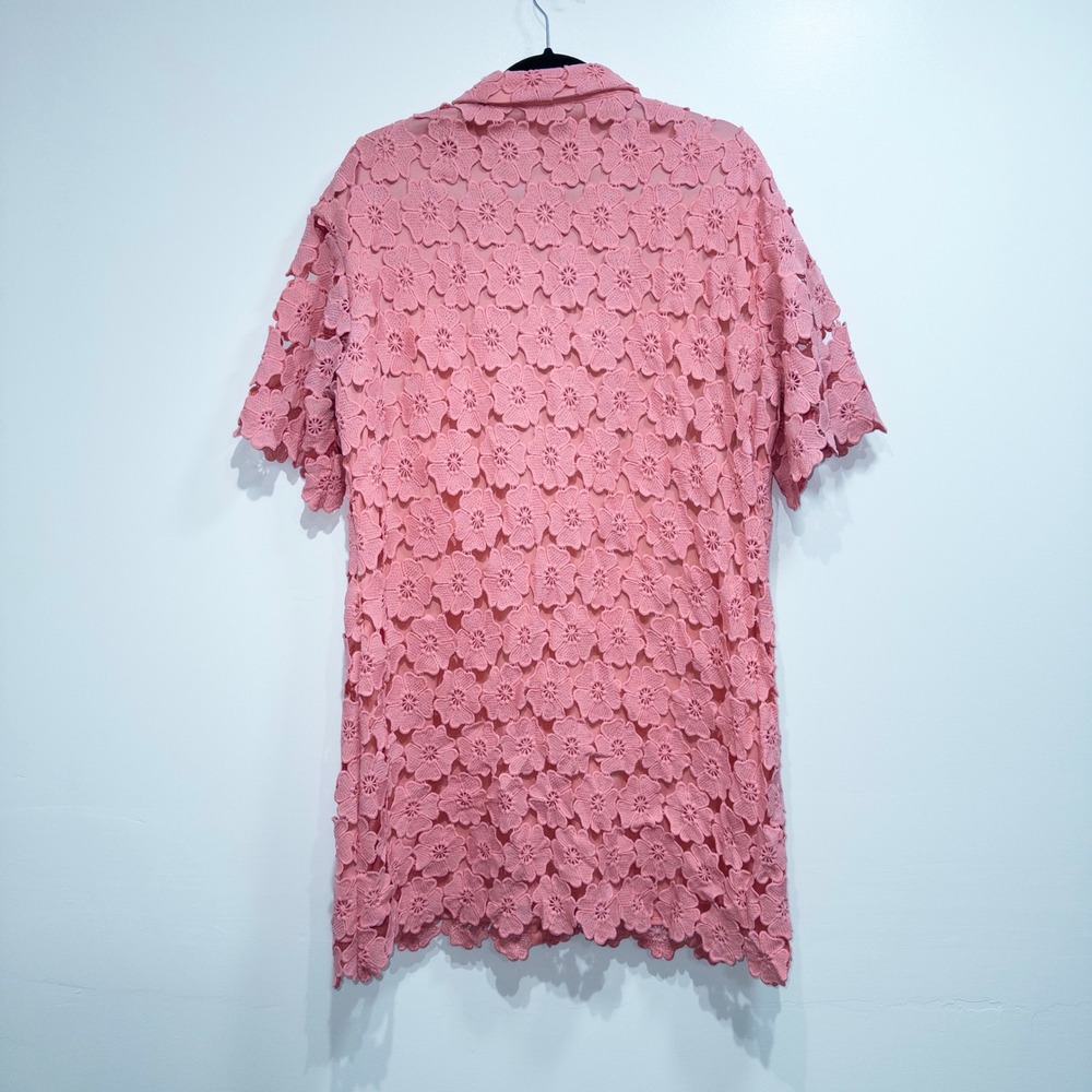 Petal & Pup Watermelon Pink Tallie Floral Embroidered Button Up Mini Dress 14 - Picture 8 of 9